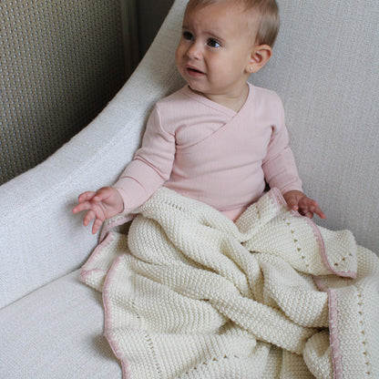 Trim Knit Blanket - Blush