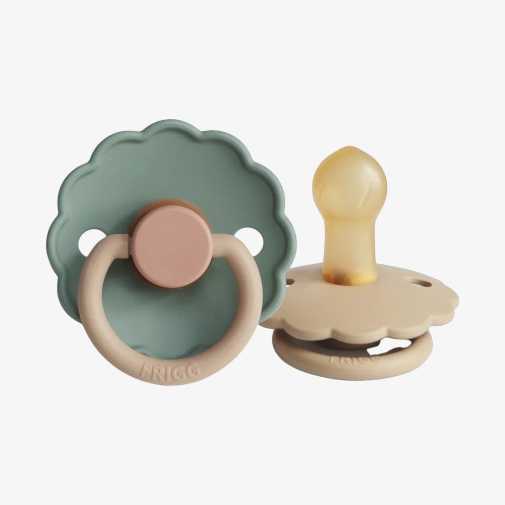 Daisy Silicone Pacifier Clip 2 Pack - Willow &amp; Croissant