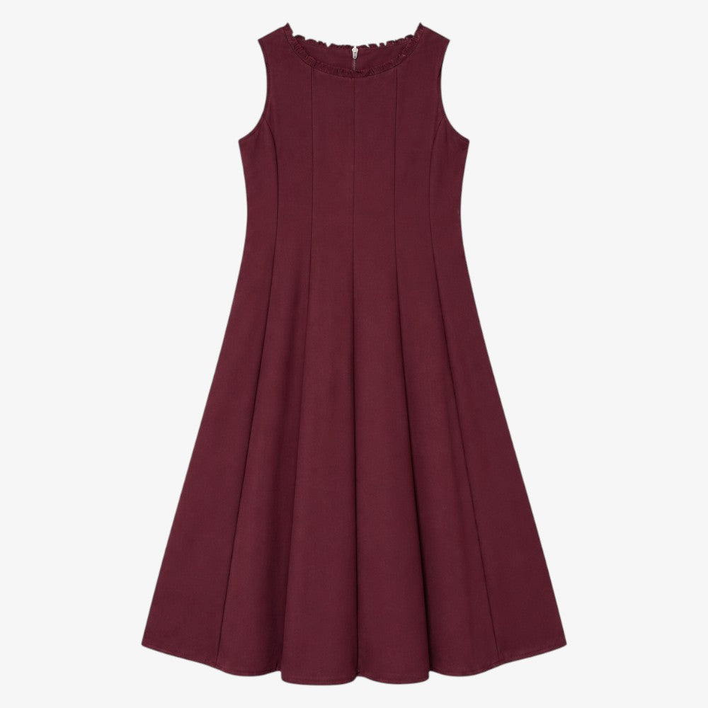 Fit And Flare Wool Dress - Wine