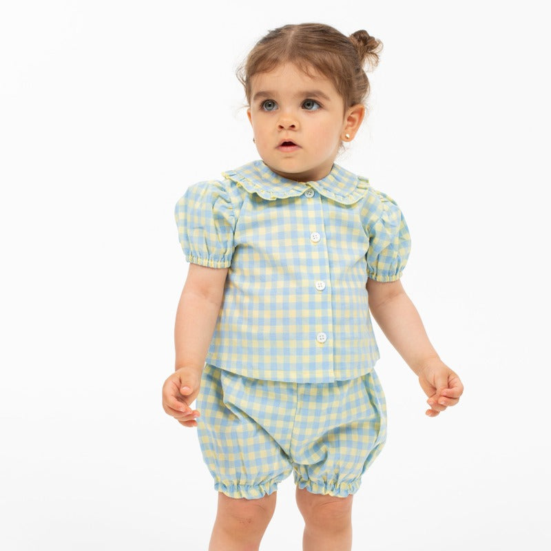 Blouse And Bloomer - Aqua-lemon Check