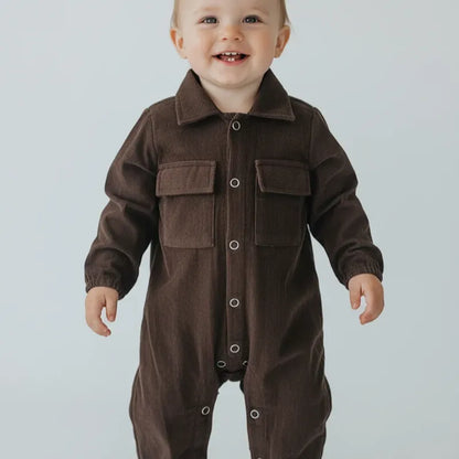 Corduroy Romper - Brown