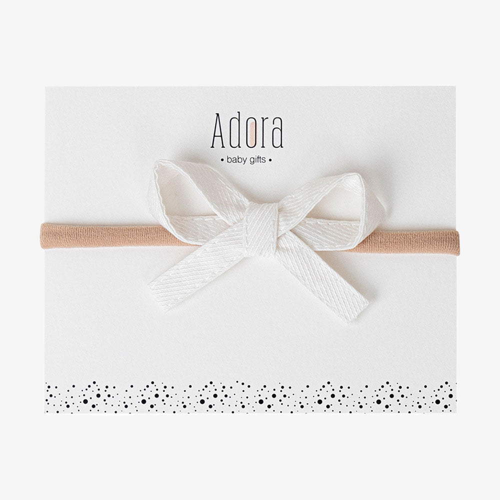 Adora Ribbon Bow Mini Headband - White