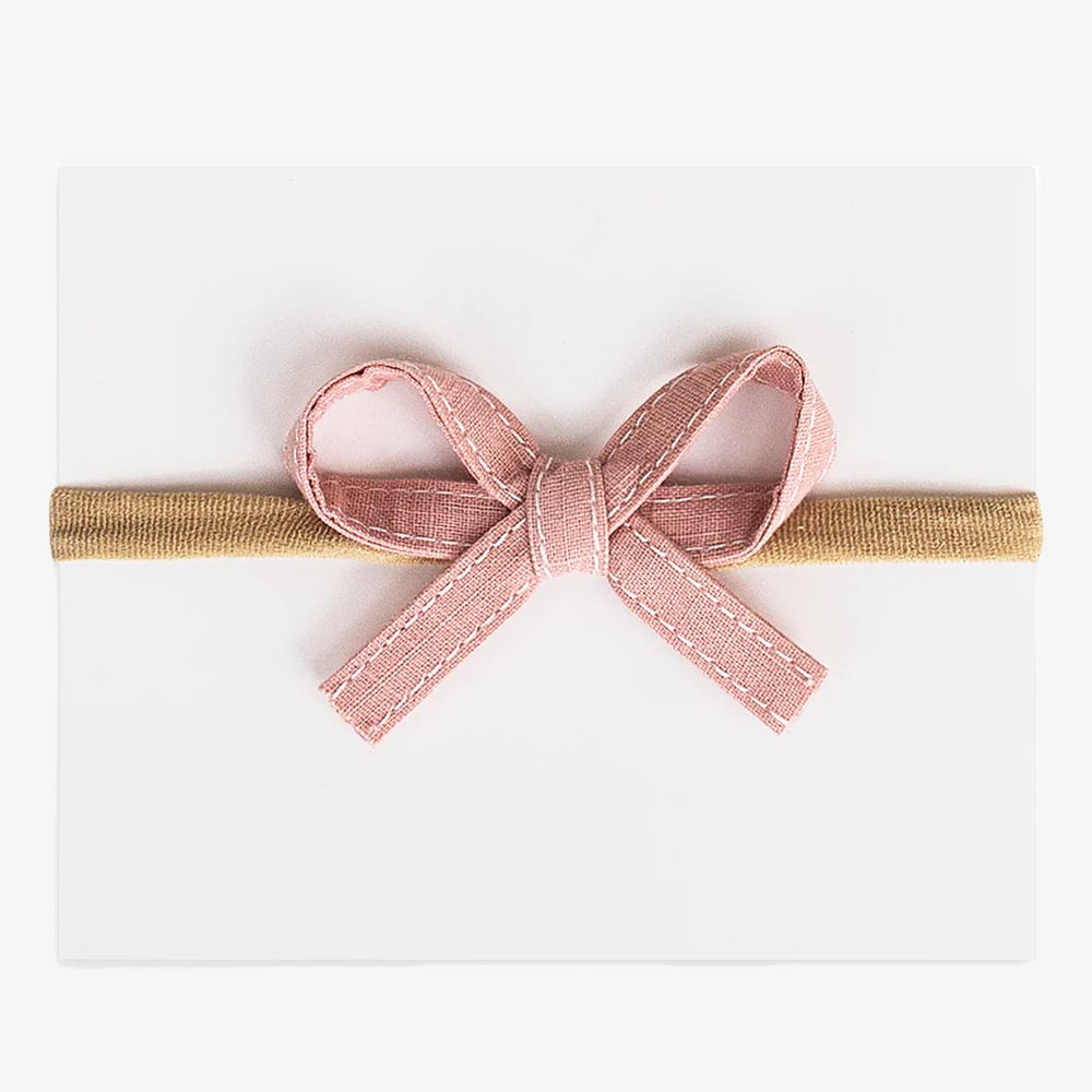 Adora Ribbon Bow Mini Headband - Rose