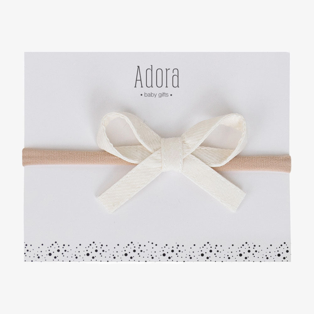 Adora Ribbon Bow Mini Headband - Ivory