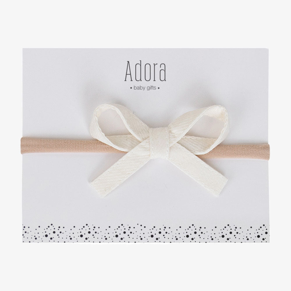 Ribbon Bow Mini Headband - Ivory