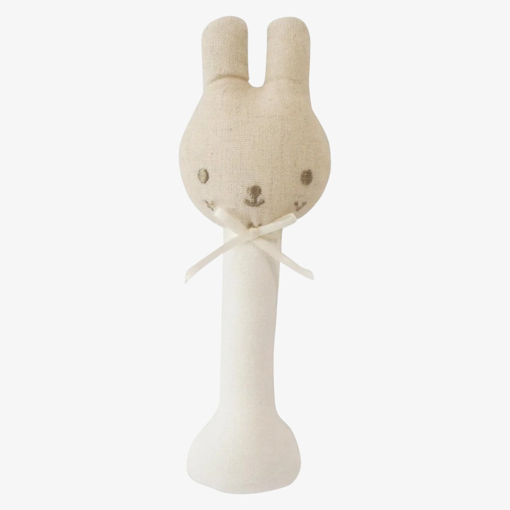 Linen Bunny Stick Rattle - Ivory