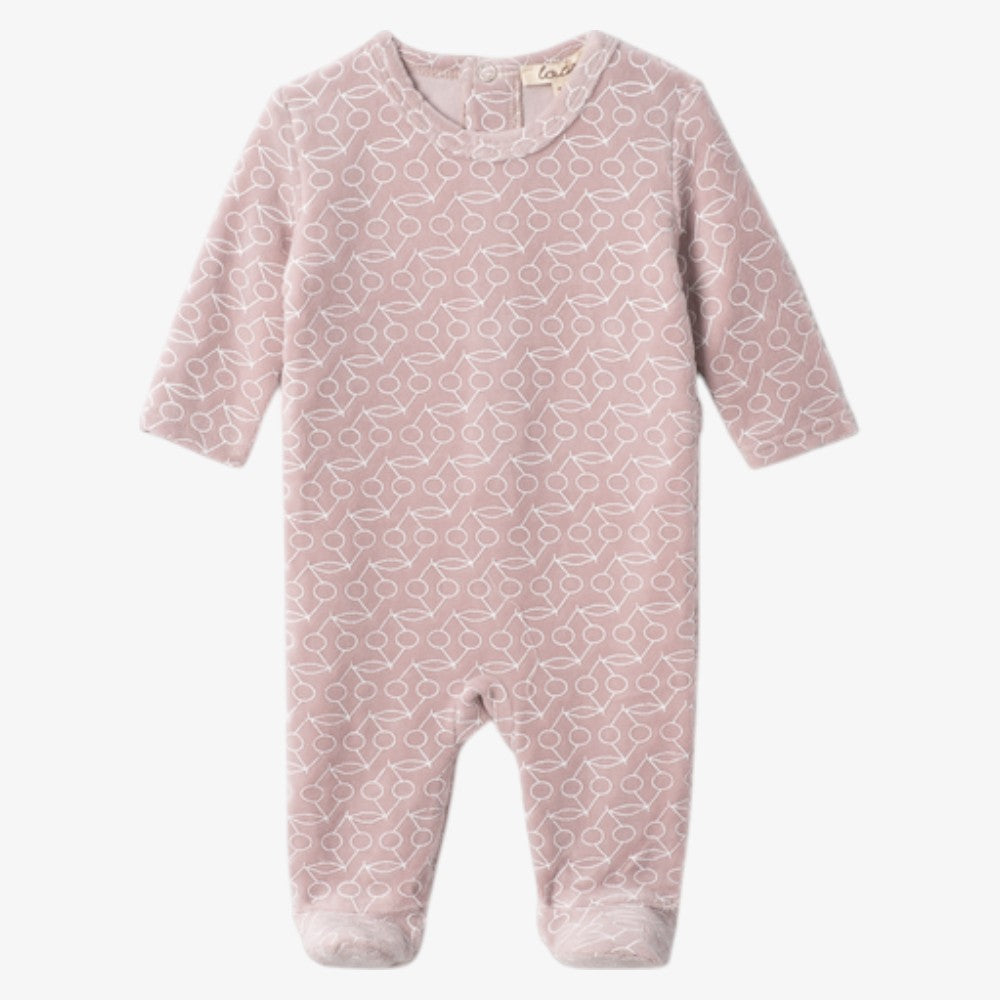 All Print Cherry Footie - Mauve
