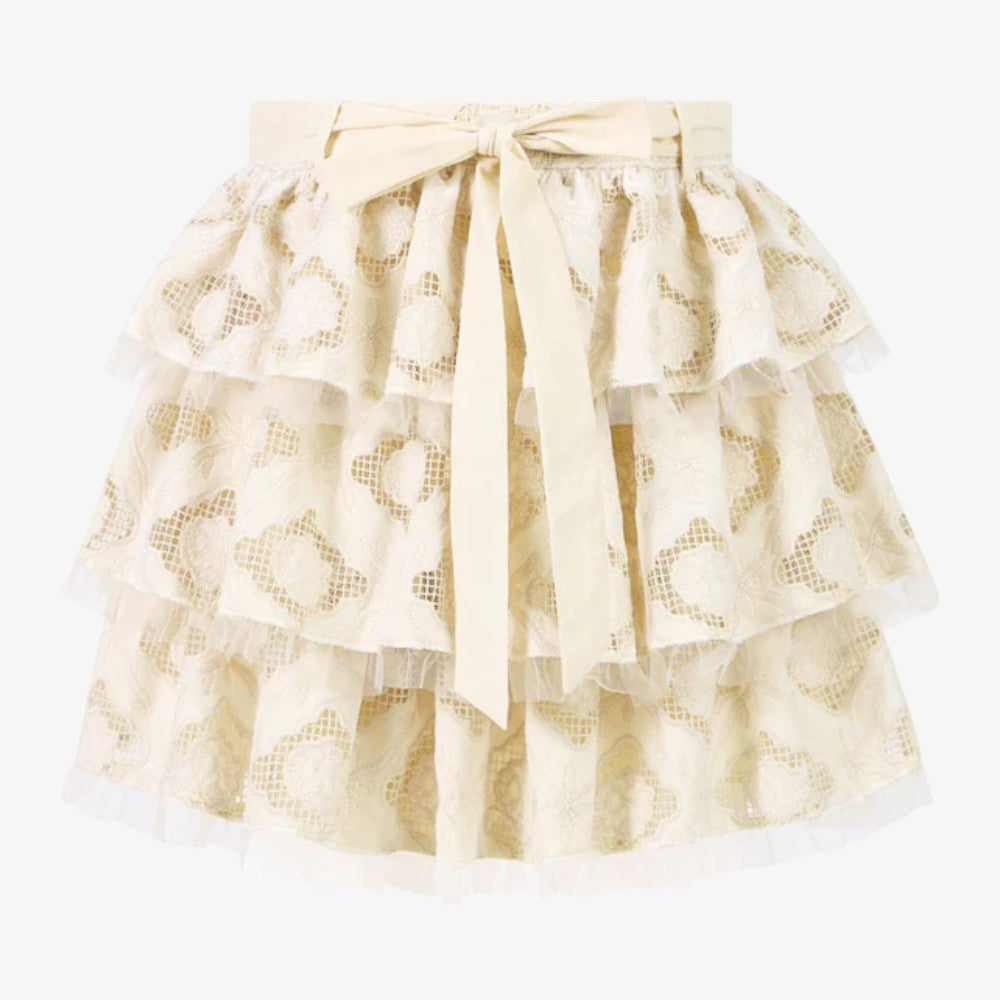 Ava Embroidered Top And Skirt - Oat