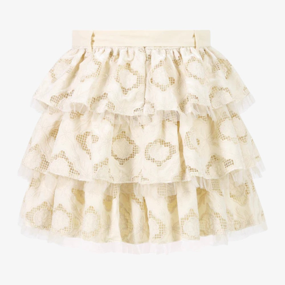 Ava Embroidered Top And Skirt - Oat