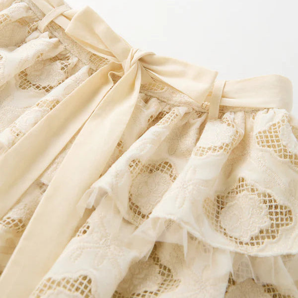 Ava Embroidered Top And Skirt - Oat