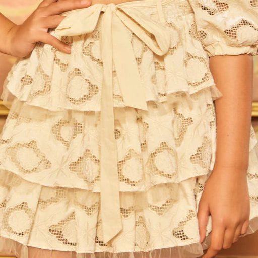Ava Embroidered Top And Skirt - Oat