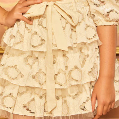 Ava Embroidered Top And Skirt - Oat
