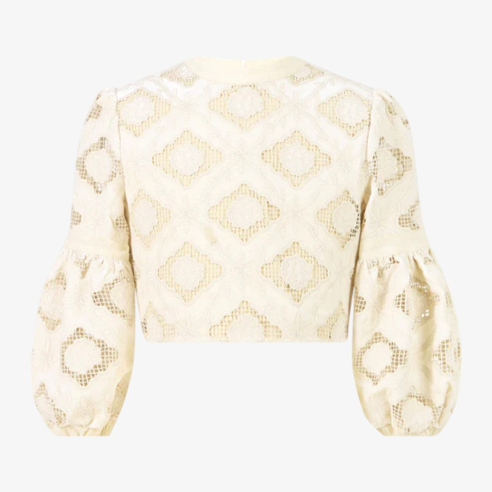 Ava Embroidered Top And Skirt - Oat