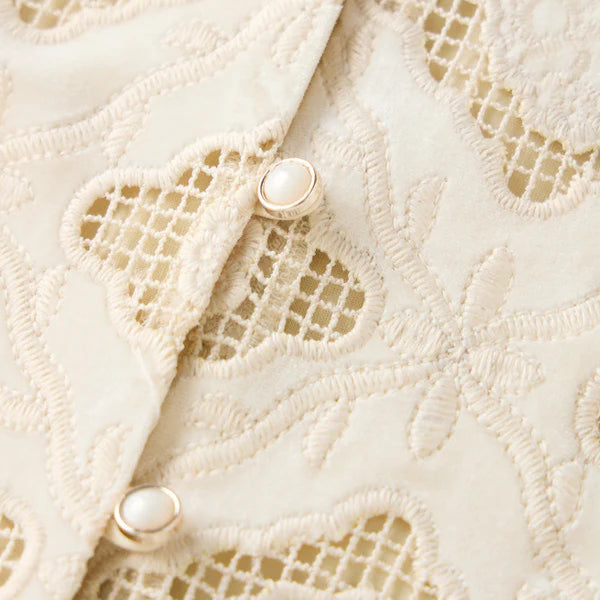 Ava Embroidered Top And Skirt - Oat