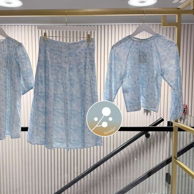 Flower Top And Skirt - Blue