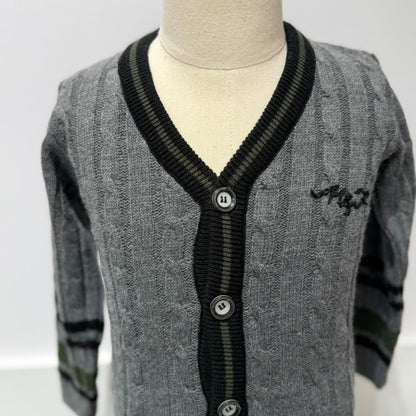 Logo Cardigan - DARK GRAY &amp; GREEN