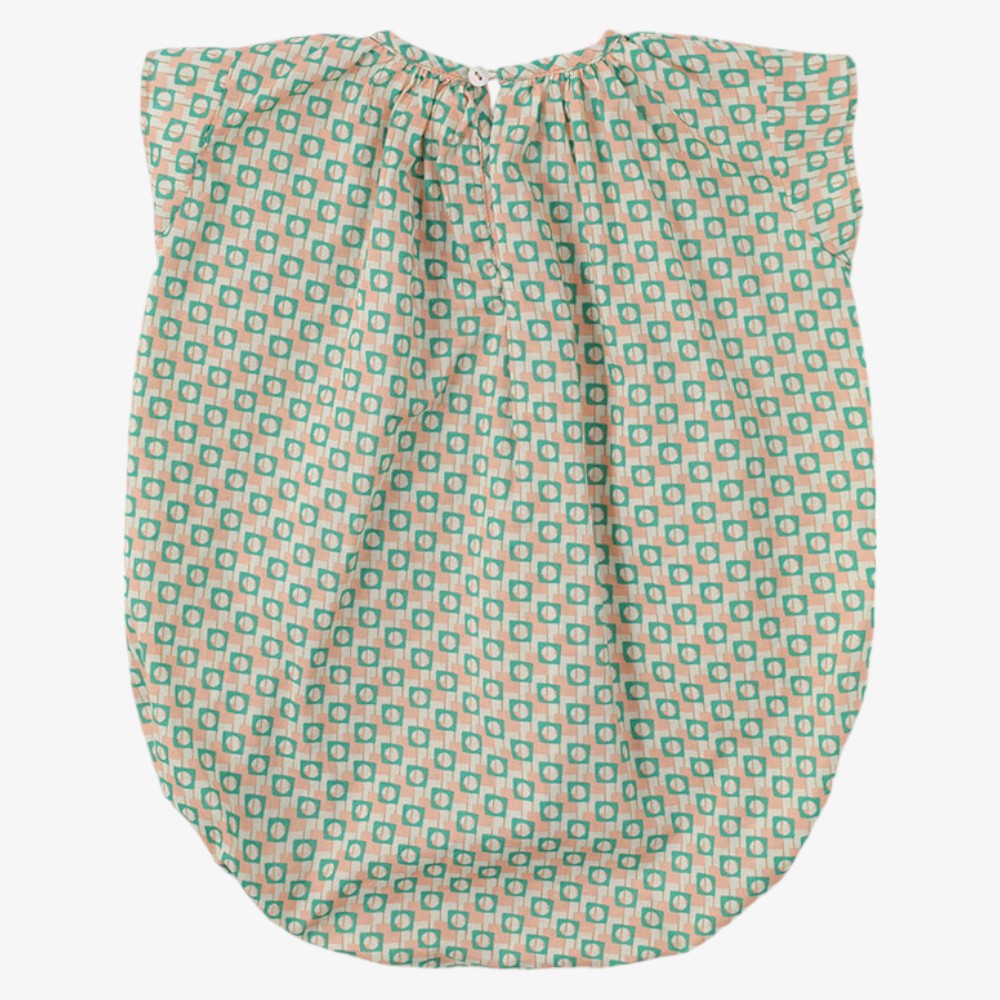 Block Smocking Romper - Peach