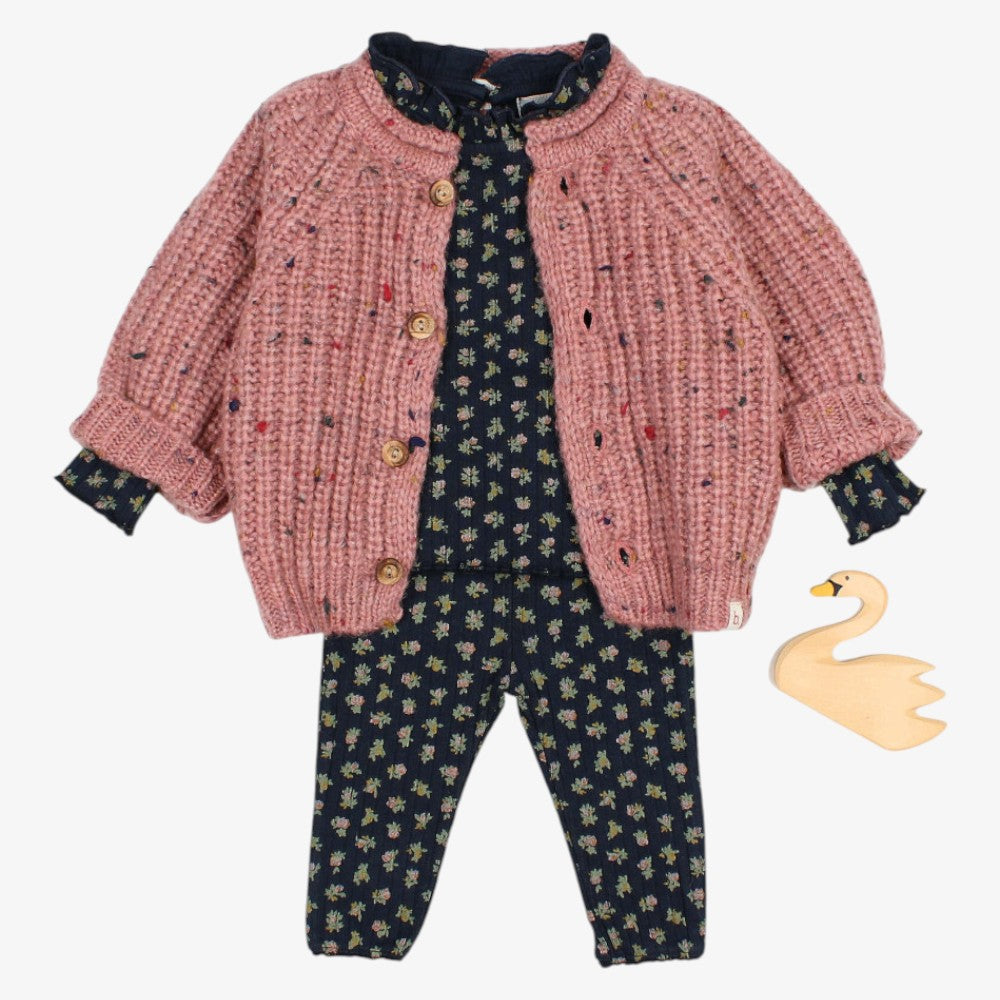 Knit Button Cardigan - Peony