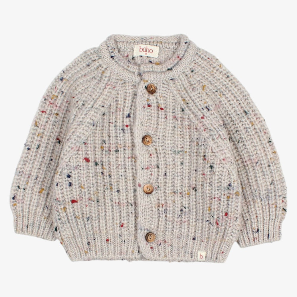 Knit Button Cardigan - Pearl Grey