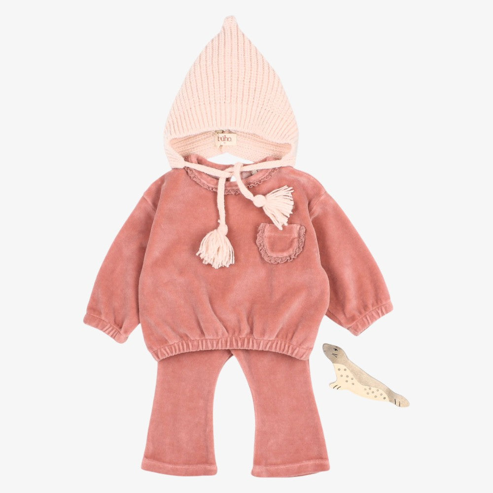 Velvet Sweatshirt And Leggings - Peony