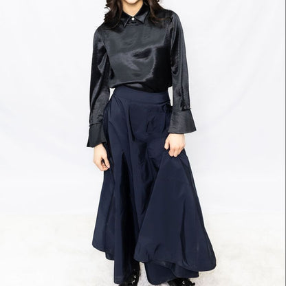 Bow Tafetta Skirt - Navy