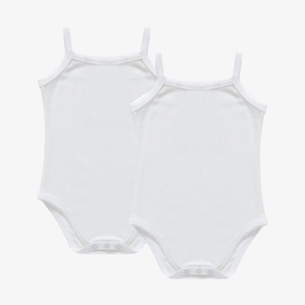 Ribbed Sleevelss Bodysuit - White