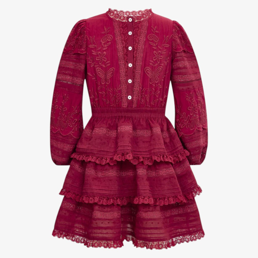 Betty Embroidered Dress - Berry