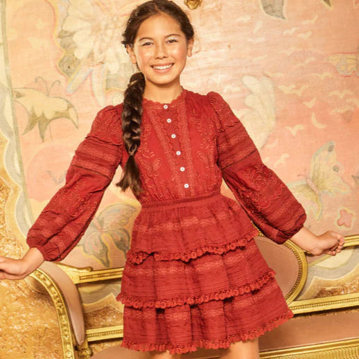 Betty Embroidered Dress - Berry