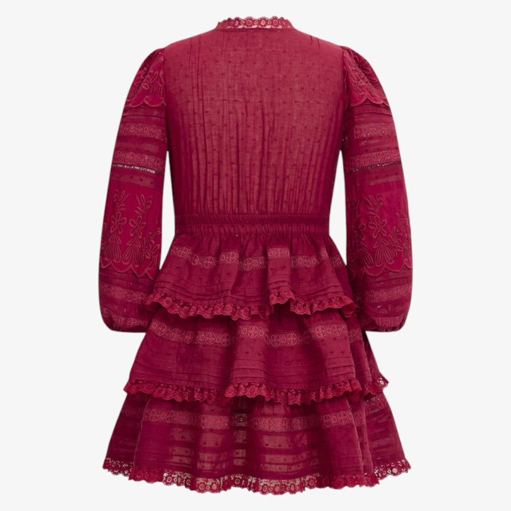 Betty Embroidered Dress - Berry