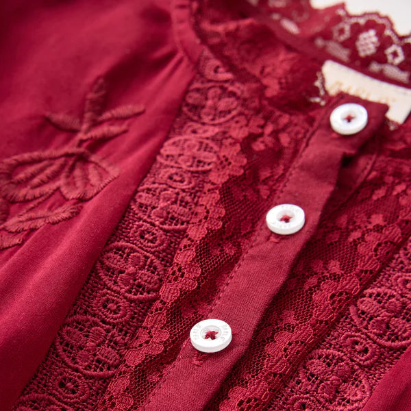 Betty Embroidered Dress - Berry