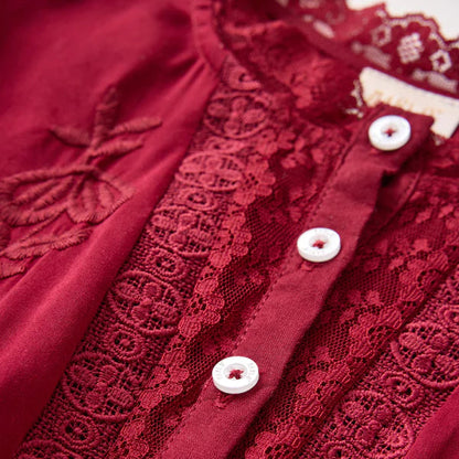 Betty Embroidered Dress - Berry