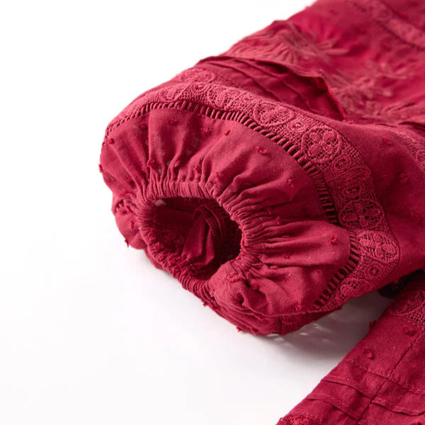 Betty Embroidered Dress - Berry