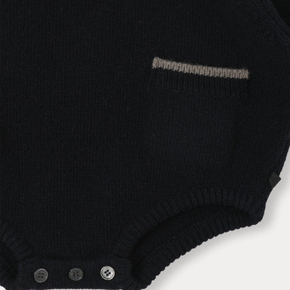 Marine Knit Romper - Navy