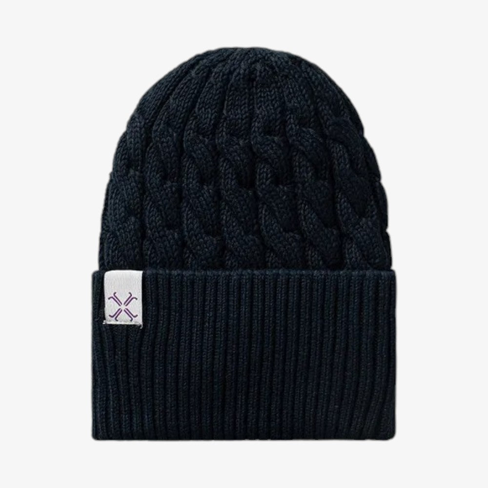 Ubert Braided Cuffed Beanie - Navy