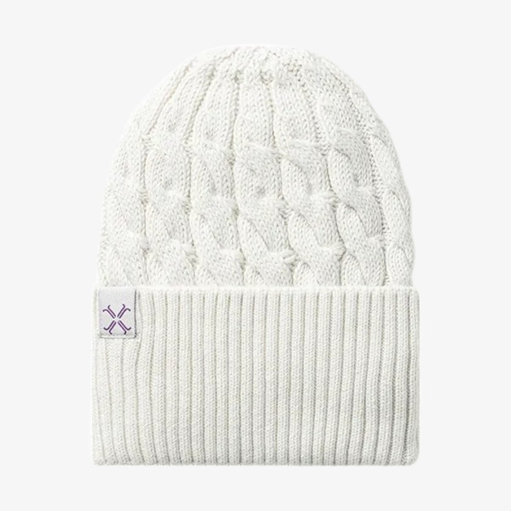 Ubert Braided Cuffed Beanie - Natural White