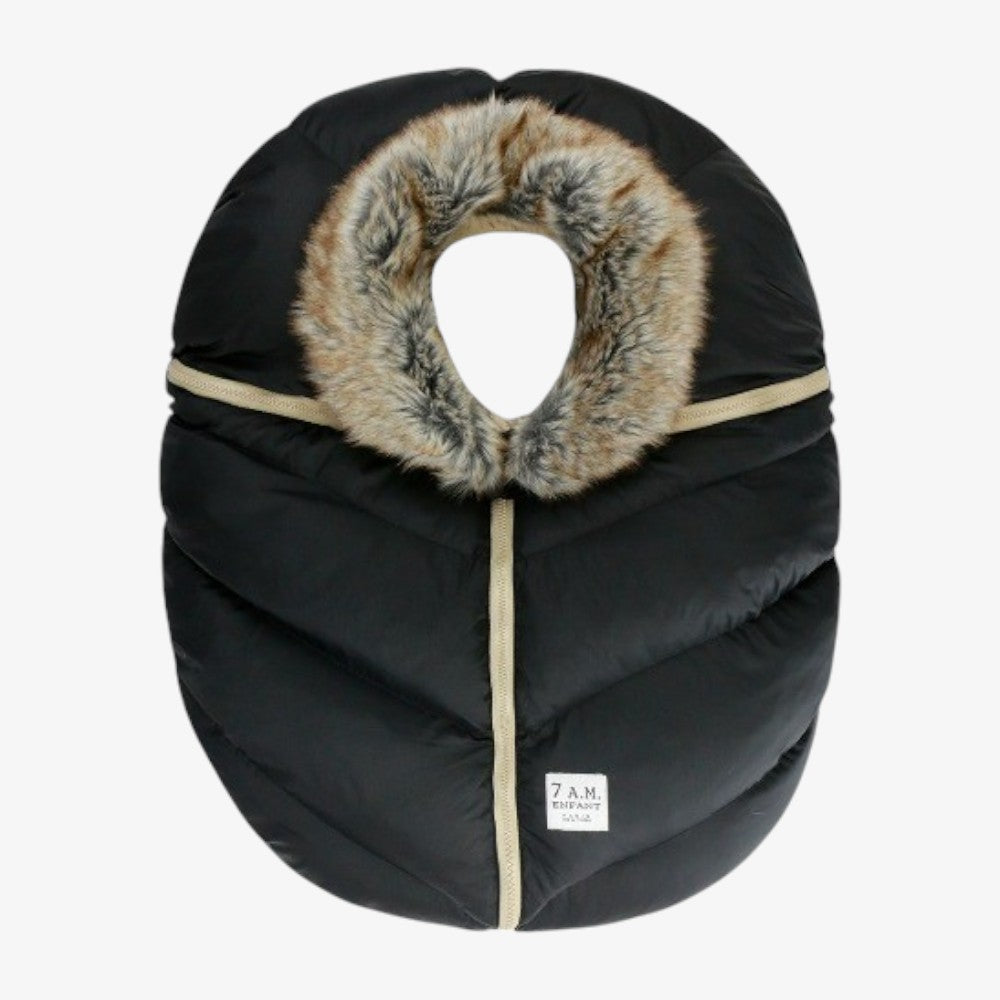 Car Seat Cocoon - Black Faux Fur