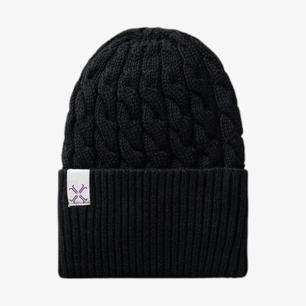 Ubert Braided Cuffed Beanie - Black