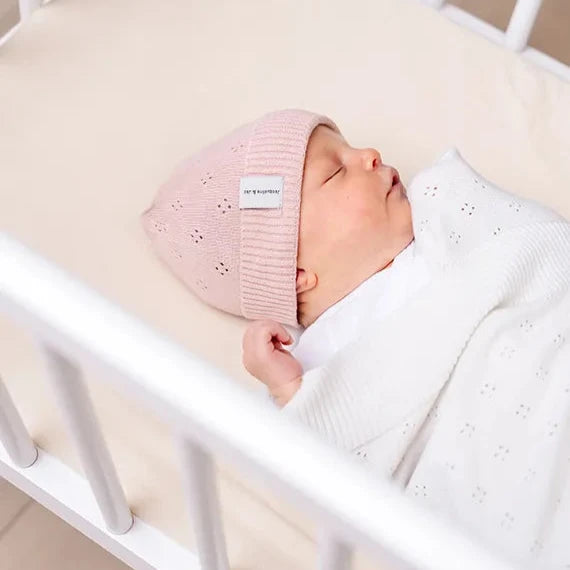 Pointelle Knit Beanie - Blush