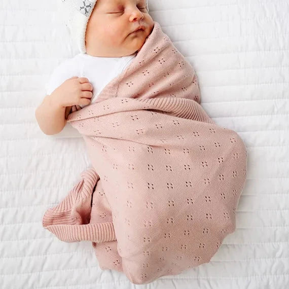 Pointelle Knit Blankets - Blush