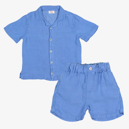 Linen Bermuda - Ocean Blue