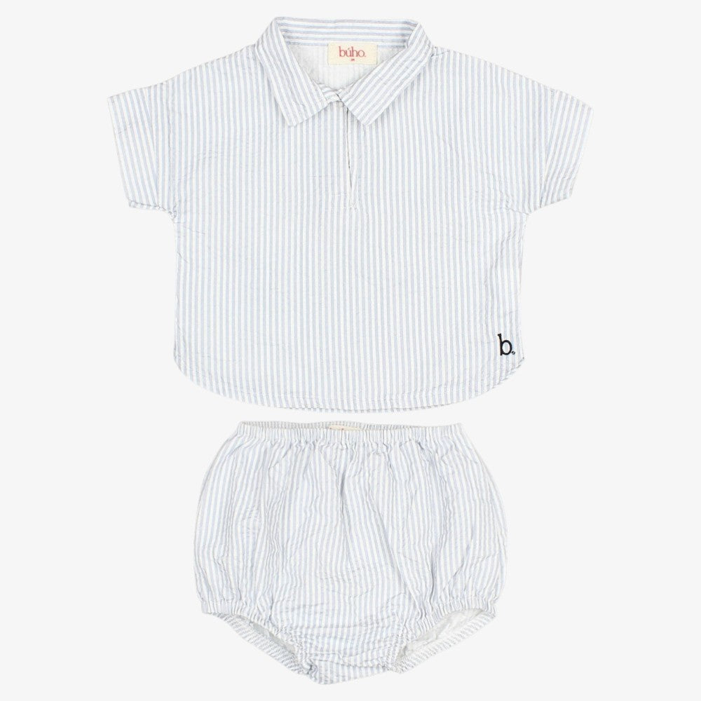 Stripe Shirt And Bloomer - Sky Blue