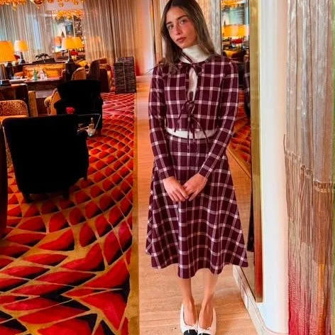 Plaid Skirt - Burgundy