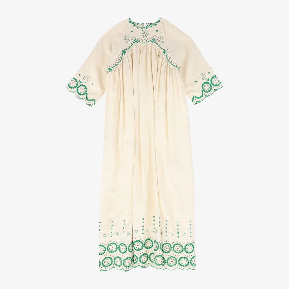 Eyelet Embroidered Dress - Cream