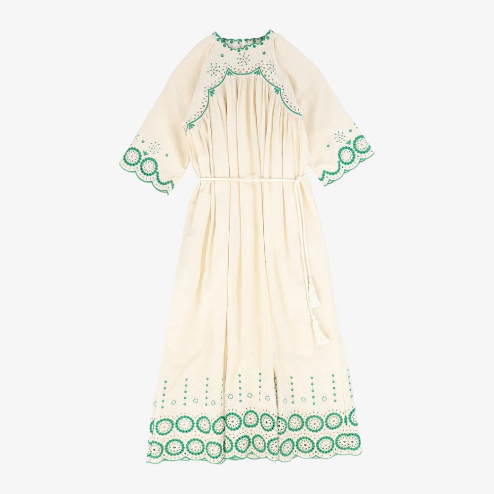 Eyelet Embroidered Dress - Cream