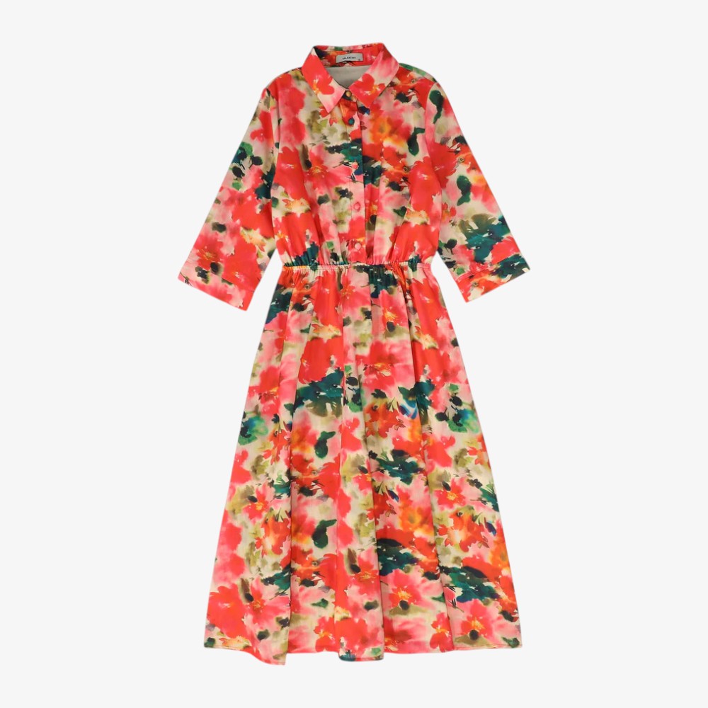 Waisted Bold Dress - Floral