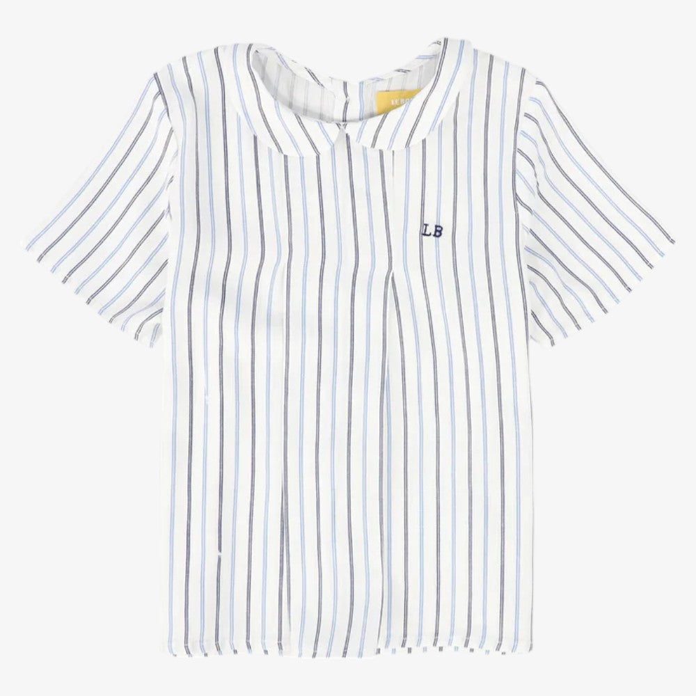Striped Peter Pan Shirt - White&amp;blue
