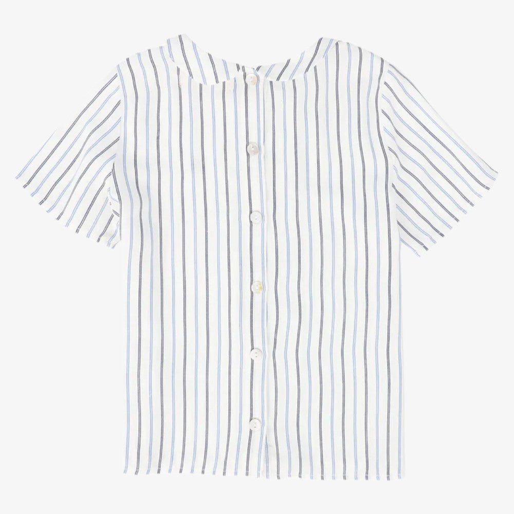 Striped Peter Pan Shirt - White&amp;blue