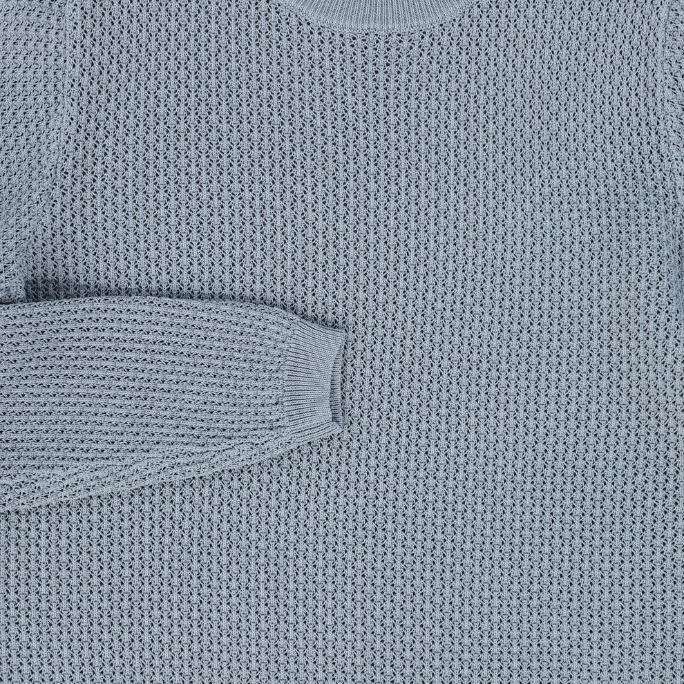 Pointelle Knit Sweater - Blue