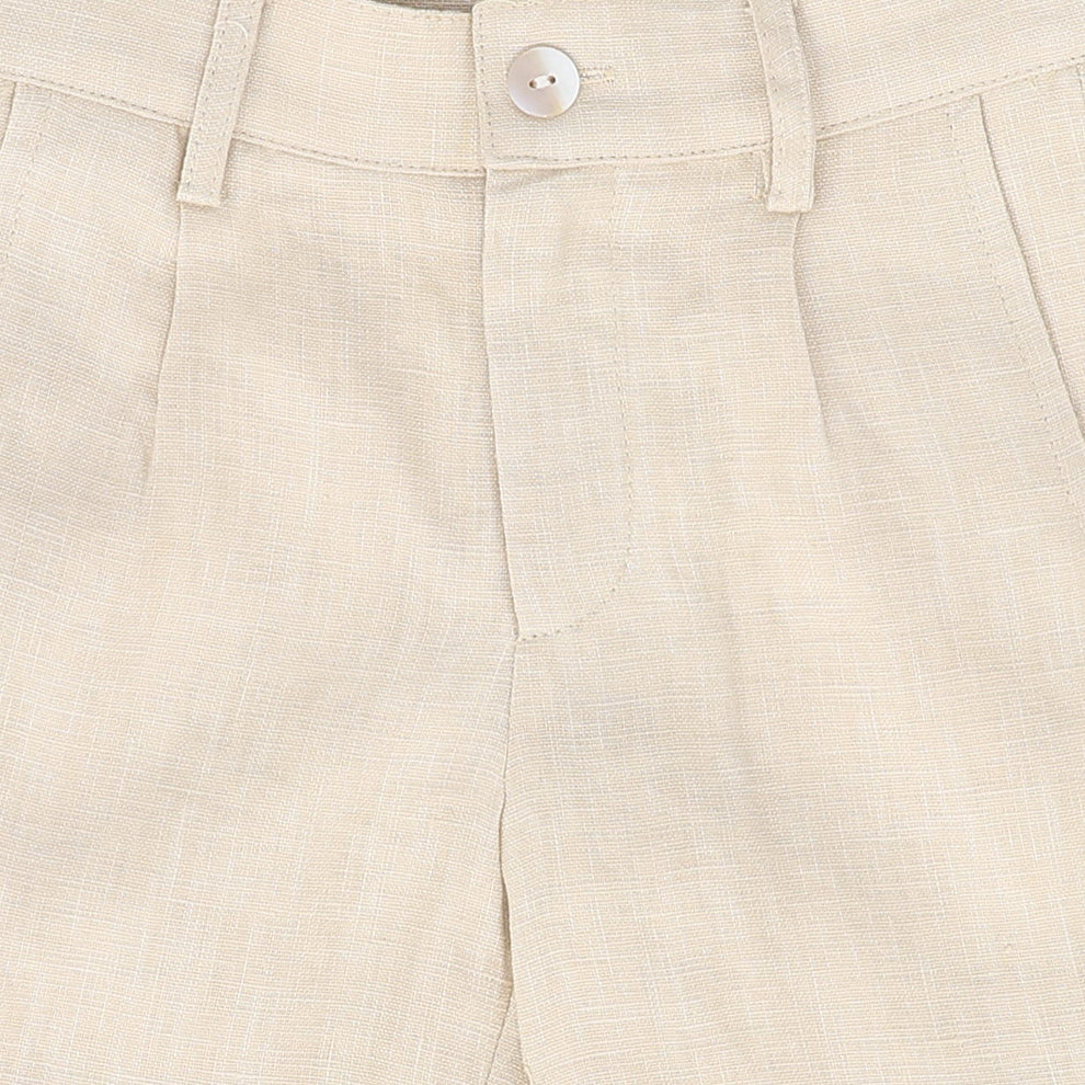 2 Piece Pleated Detail Set - White-tan