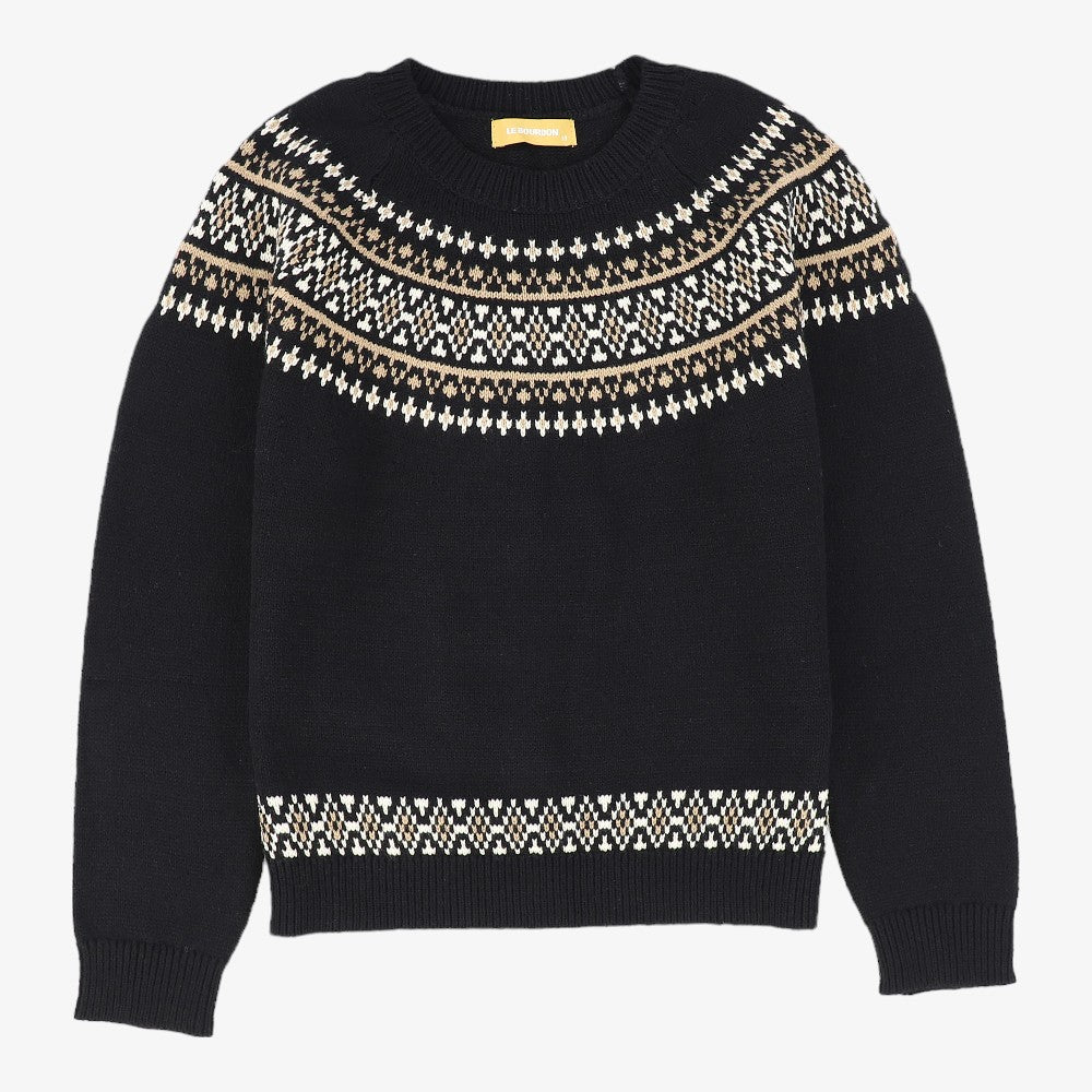 Stiched Detailed Sweater - Black/ivory